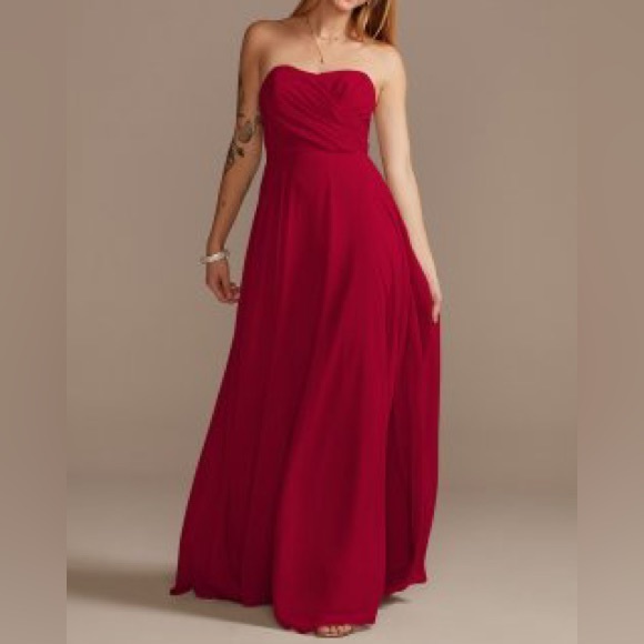 David's Bridal Dresses & Skirts - David’s Bridal | Women’s Red Strapless Formal Bridesmaid Dress